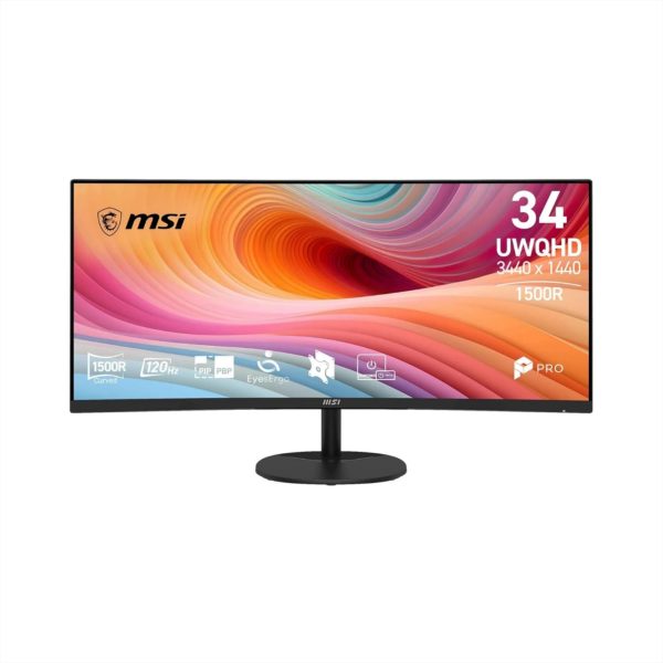 MSI 86.36 cm (34 inch) Curved UWQHD VA Panel Monitor (PRO MP341CQ E12) (Response Time: 1 ms, 120 Hz Refresh Rate)