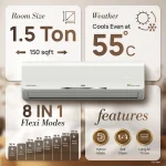 FB 2026 Model 1.5 Ton 3 Star Split Inverter with Hybrid Mode, 8-in-1 Flexi Mode, Heavy Duty Compressor, Long Air Throw, Self Clean, Copper Condenser AC (CI183SS22RGM3, White) - Image 2
