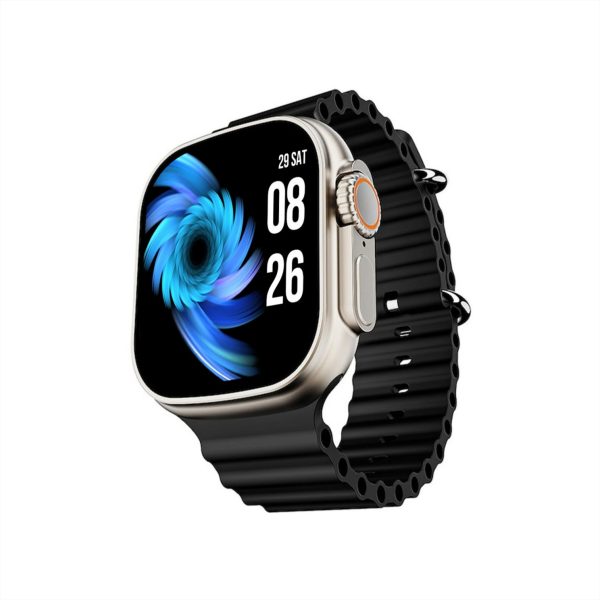 GameSir T800 Bluetooth smart call, sport mode, game 1.96" larg Display, Music Play Smartwatch (Black Strap, Free Size)