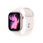 Apple Watch Series 11 GPS 46mm Rose Gold Aluminium Case Light Blush Sport Band - M/L (Light Blush Strap, Medium/Large