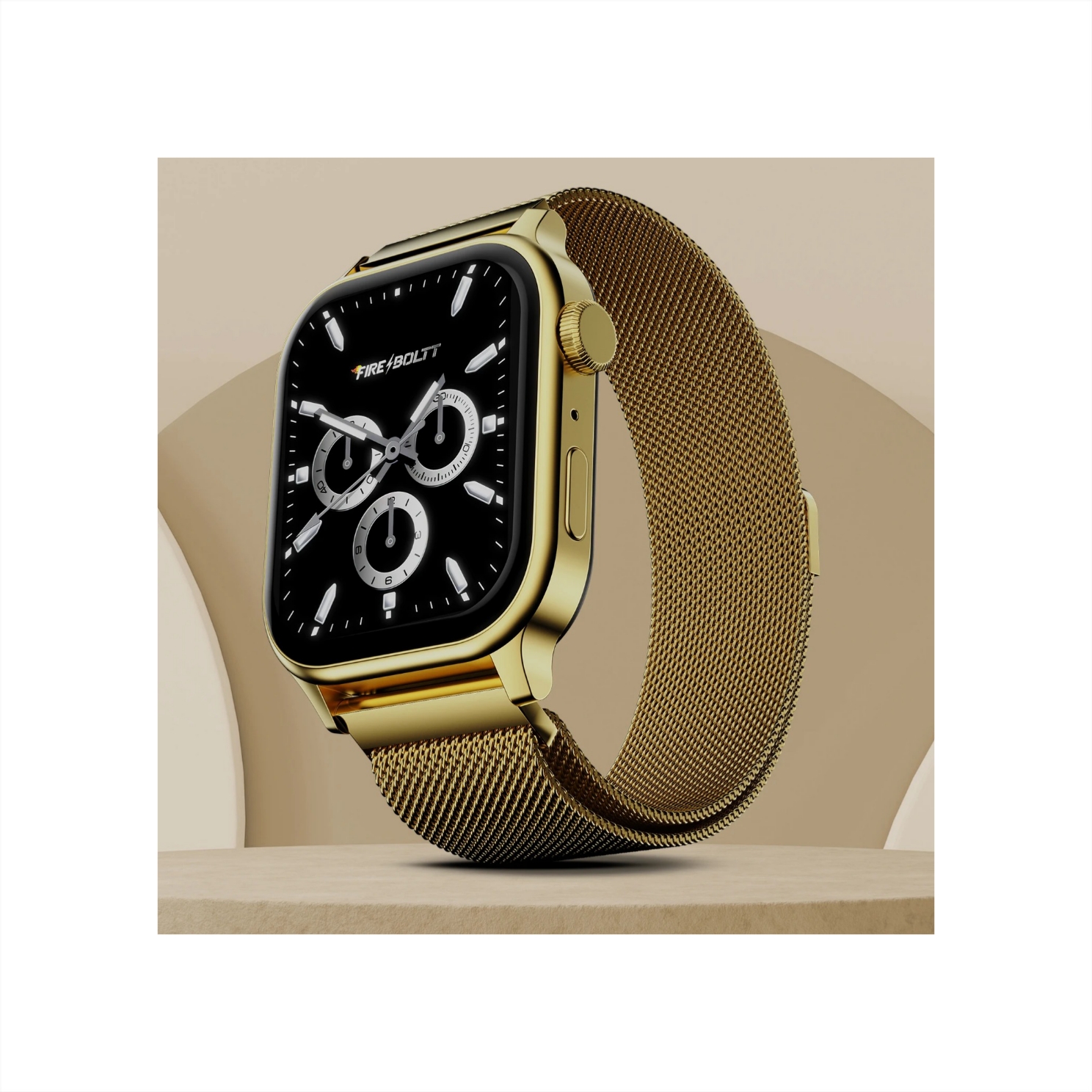 WhatsApp Image 2026-06-01 at 8.41.52 PM Fire-Boltt Rise Luxe Stainless Steel Luxury, 47mm (1.85) Display, Games, 120+ Sports Smartwatch (Gold Strap, Free Size) - Image 1