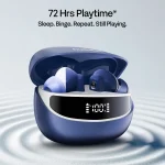 Number Navo Buds Z1 w/ Digital Display, 72H Playtime, 4Mic ENC, Dual Pairing, Hi-Bass Bluetooth Headset (Winter Blue, True Wireless) - Image 4