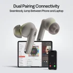 Navo Buds Z1 w/ Digital Display, 72H Playtime, 4Mic ENC, Dual Pairing, Hi-Bass Bluetooth Headset (Spring Beige, True Wireless) - Image 4