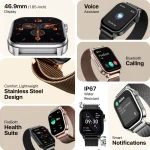 Fire-Boltt Rise Luxe Stainless Steel Luxury, 47mm (1.85) Display, Games, 120+ Sports Smartwatch (Gold Strap, Free Size) - Image 3